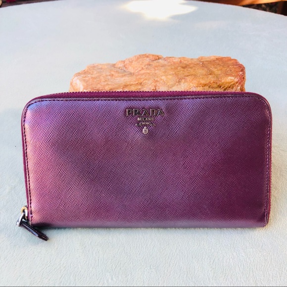 Prada Saffiano Purple Leather Long Zippy Wallet - Picture 5 of 9